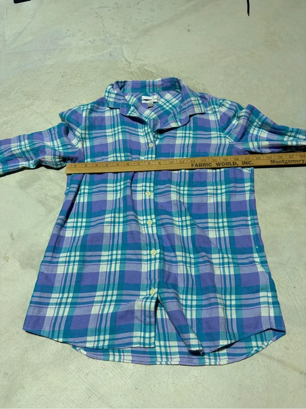 J. Crew boy style Plaid Button-Up Long-Sleeve Shirt in Purple & Blue 4
